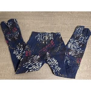 Vintage John Roberts Pants Women's 10 Made in USA‎ Abstract Print Side Slit 90s